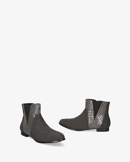 Botín combinado en coco y ante gris