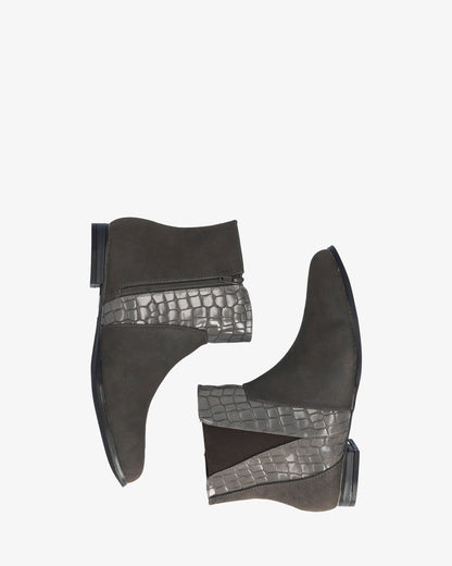 Botín combinado en coco y ante gris