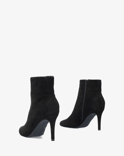 Black faux suede ankle boots