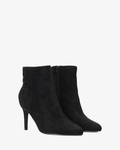 Black faux suede ankle boots