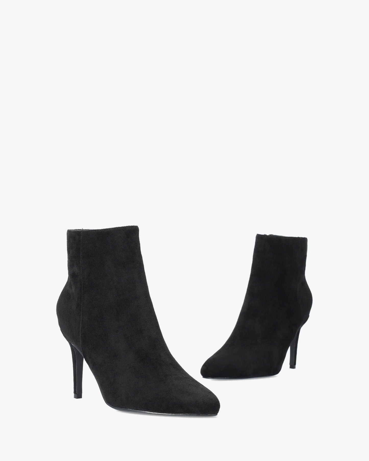 Black faux suede ankle boots