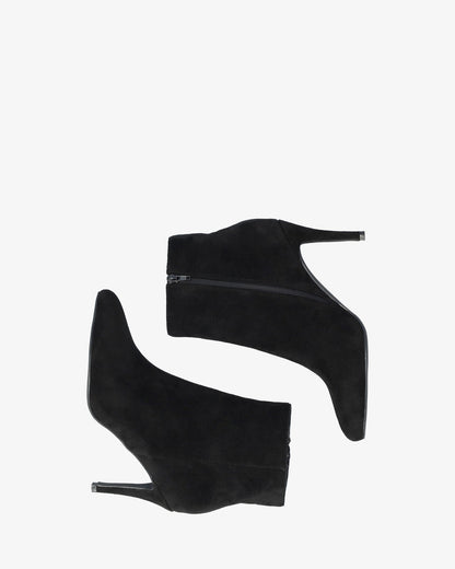 Black faux suede ankle boots