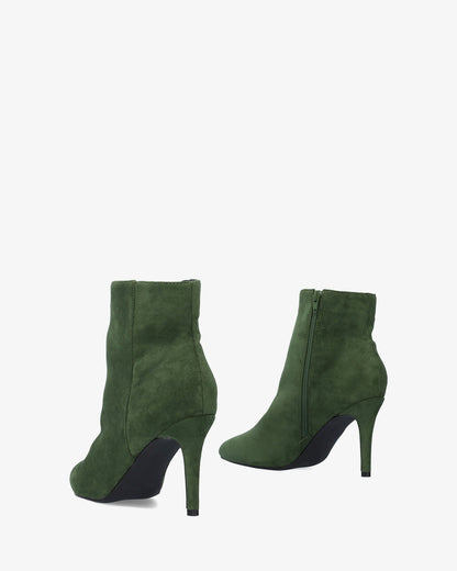 green faux suede ankle boots