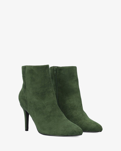 green faux suede ankle boots