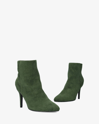 green faux suede ankle boots