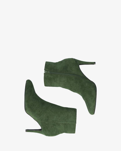 green faux suede ankle boots
