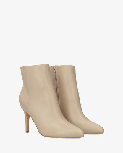 Ankle boots with heels in soft beige