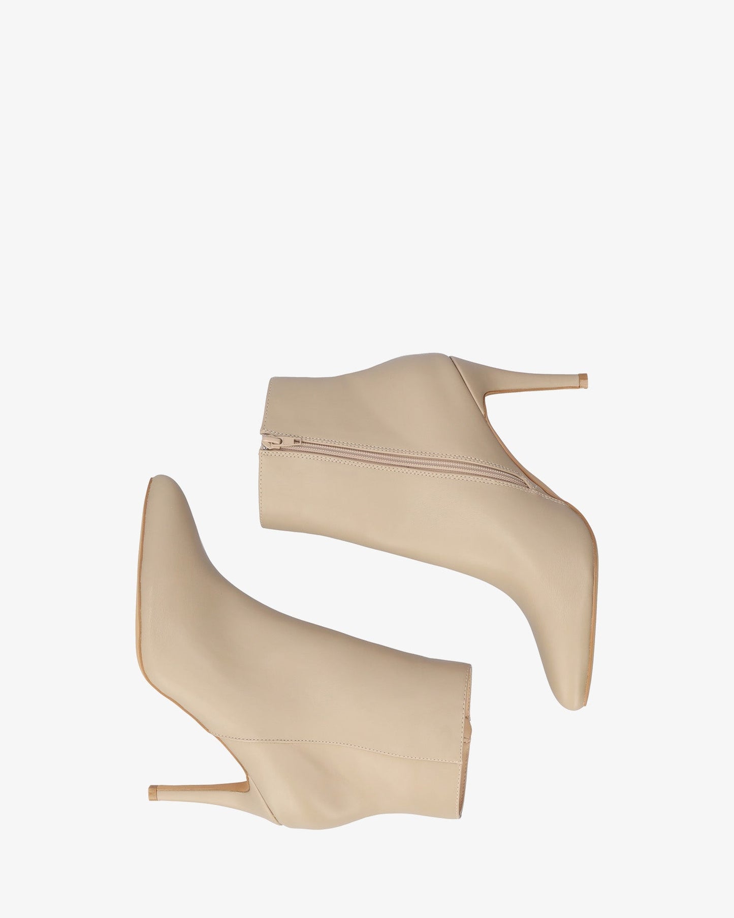 Ankle boots with heels in soft beige