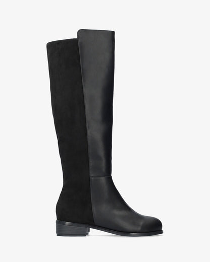 High boot combined in black