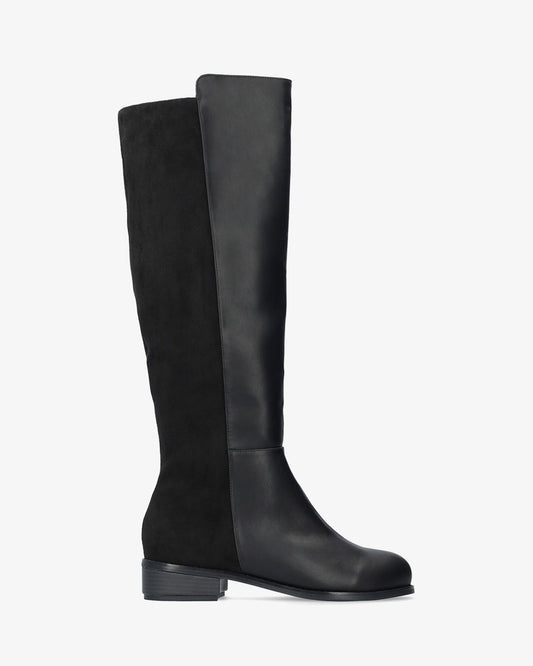 High boot combined in black
