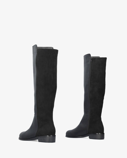 High boot combined in black