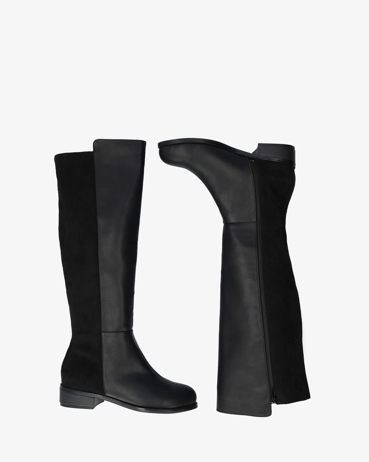 High boot combined in black