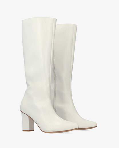White soft heeled boot