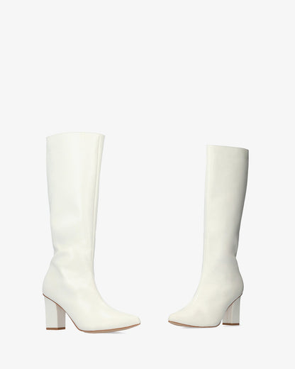 White soft heeled boot