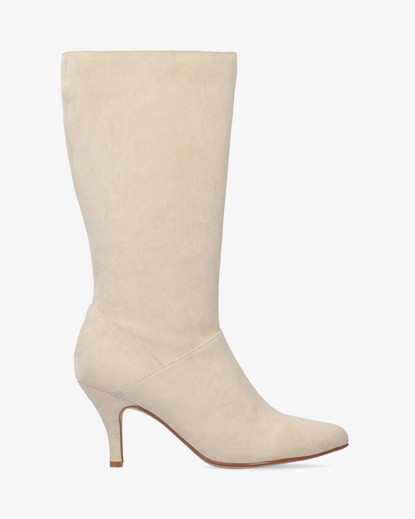 High boot in cream-colored faux suede