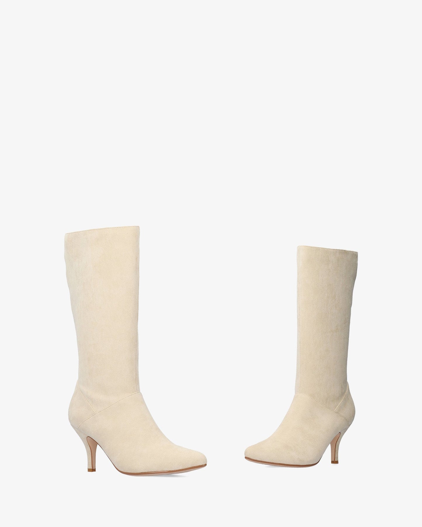 High boot in cream-colored faux suede