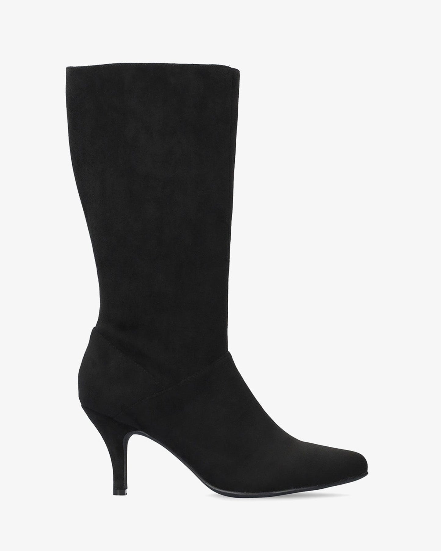 High boot in black faux suede