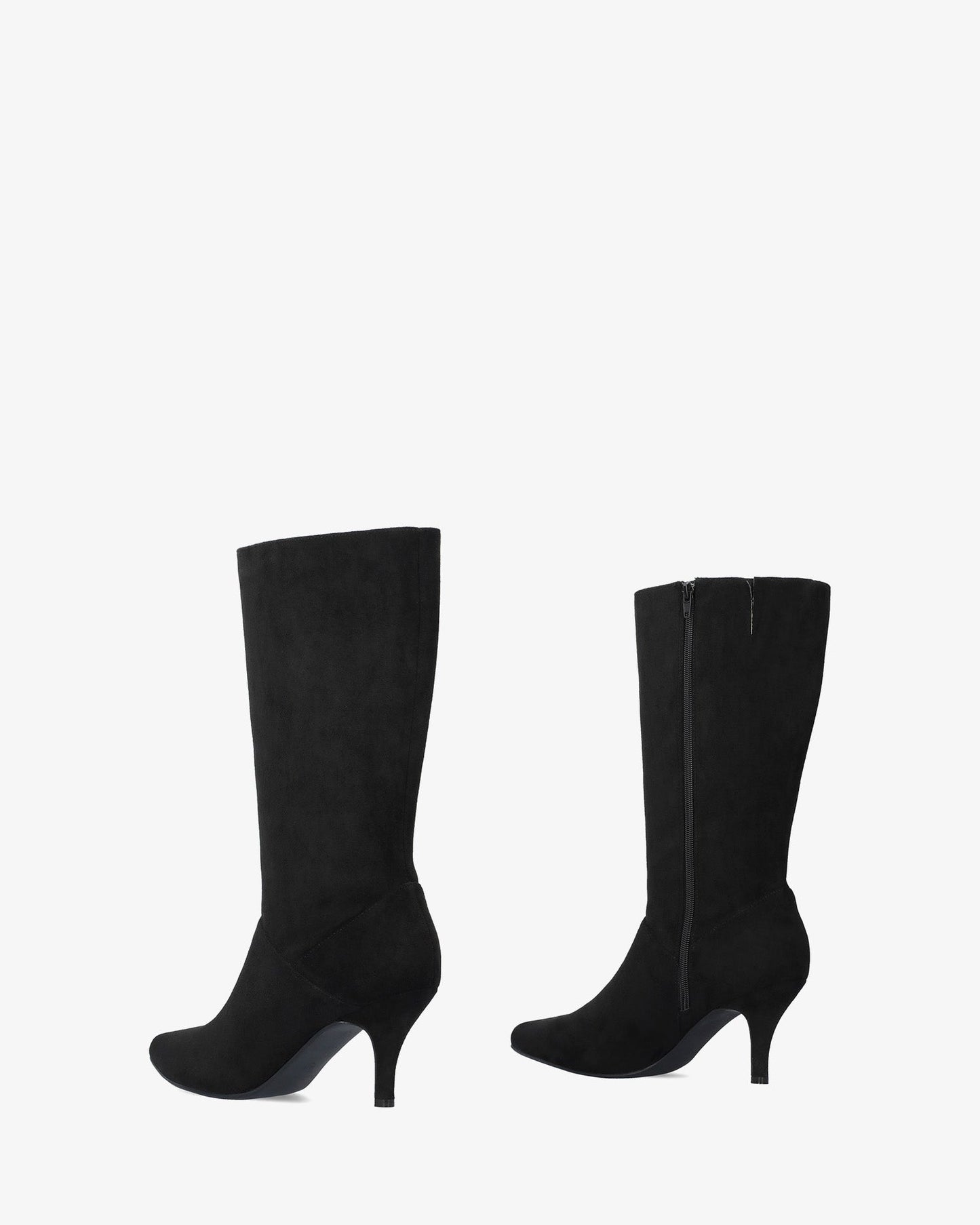 High boot in black faux suede