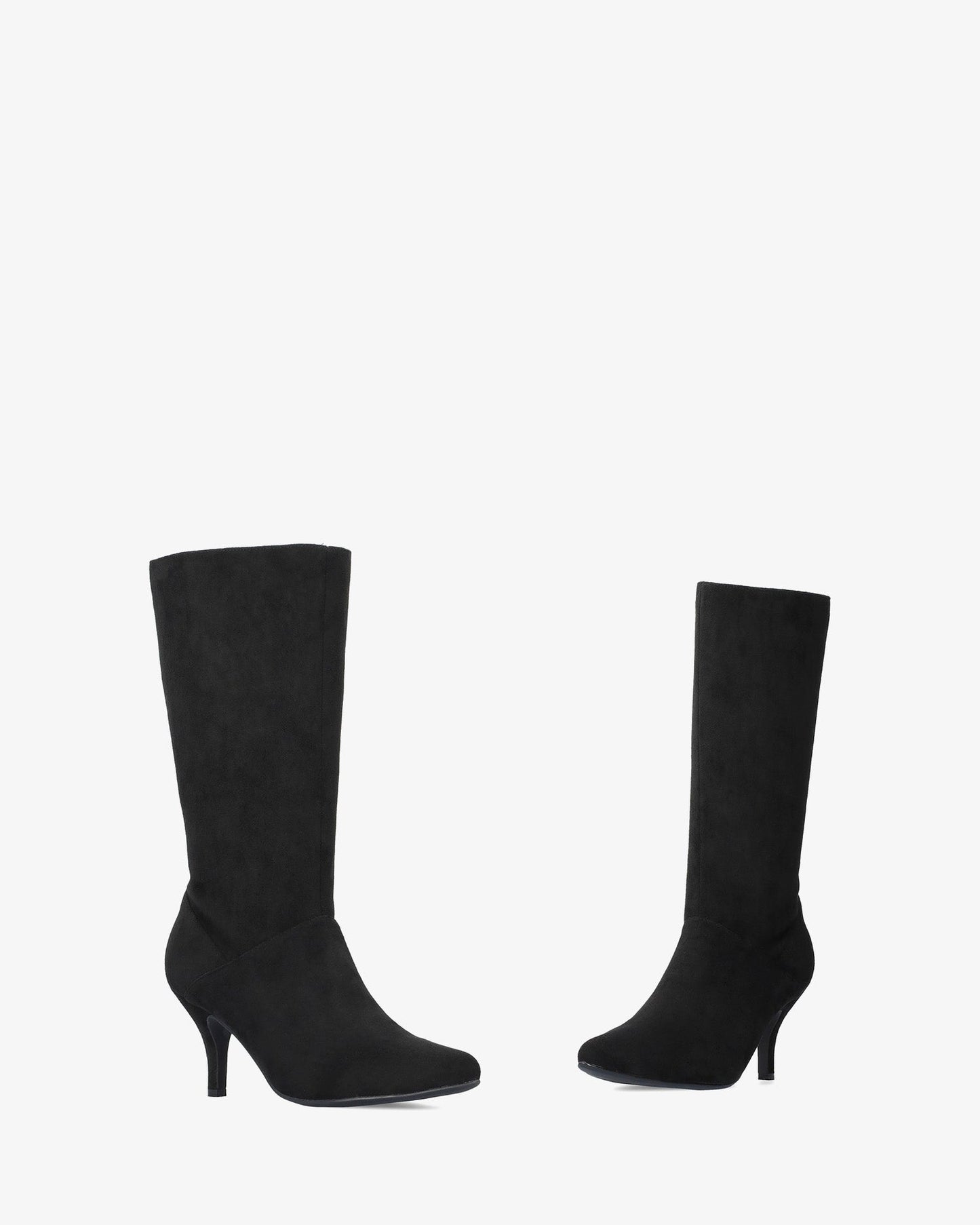 High boot in black faux suede