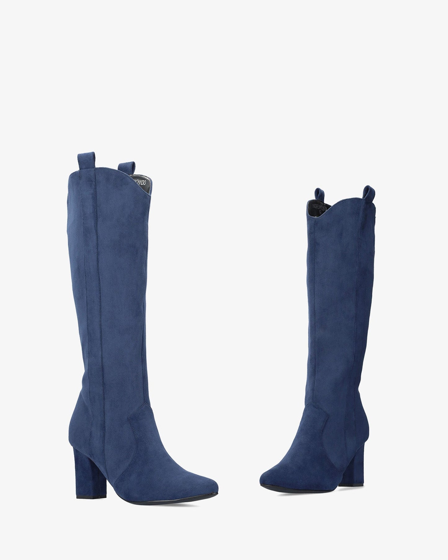 High boot in navy faux suede