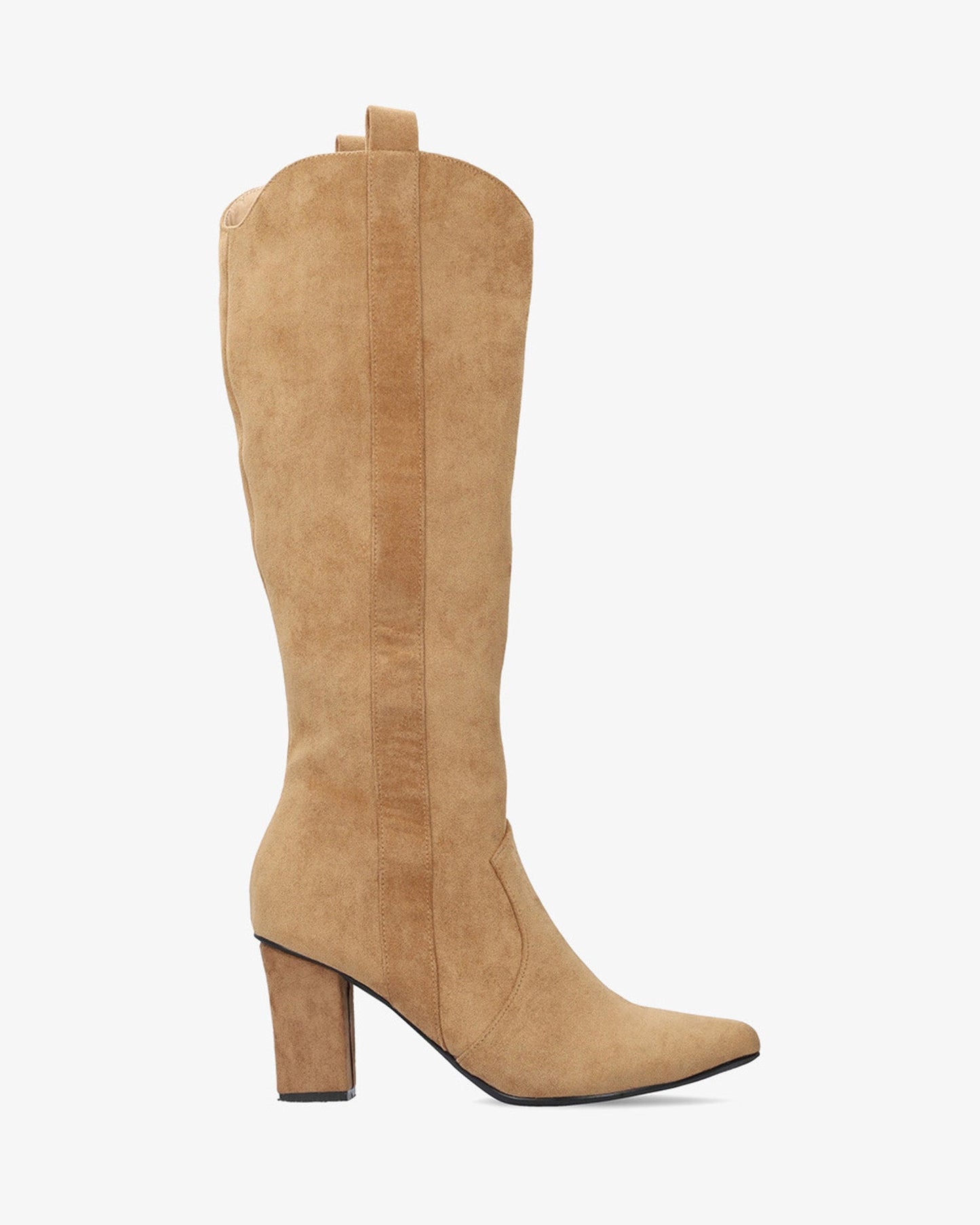 Brown faux suede high boot