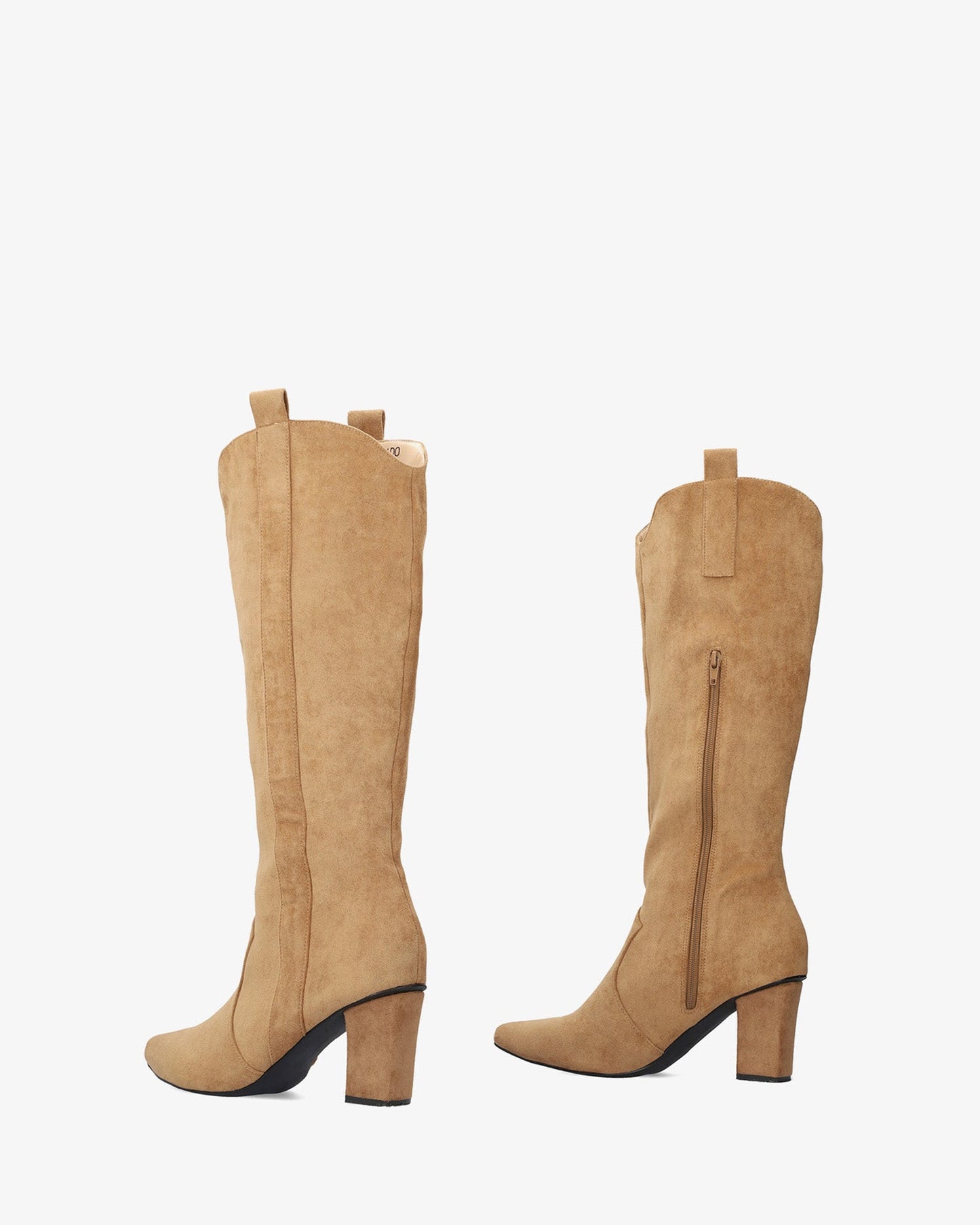 Brown faux suede high boot