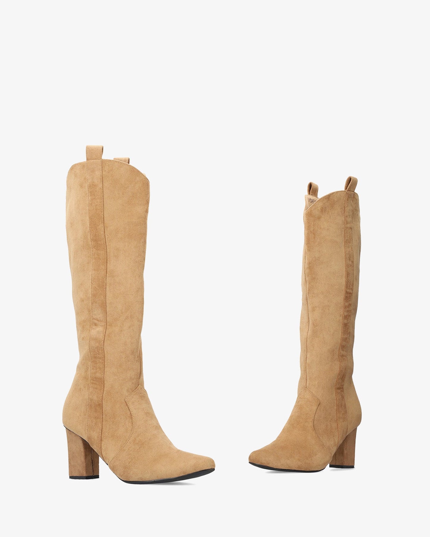 Brown faux suede high boot