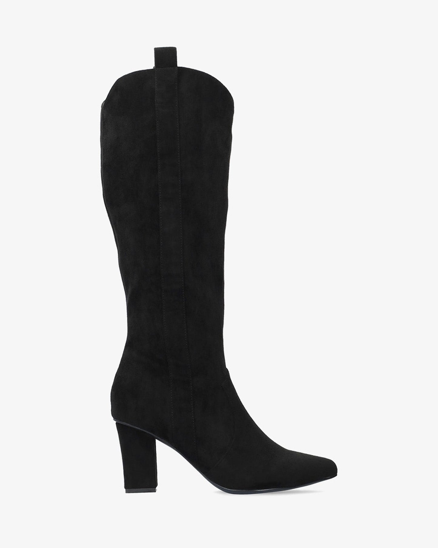 High boot in black faux suede