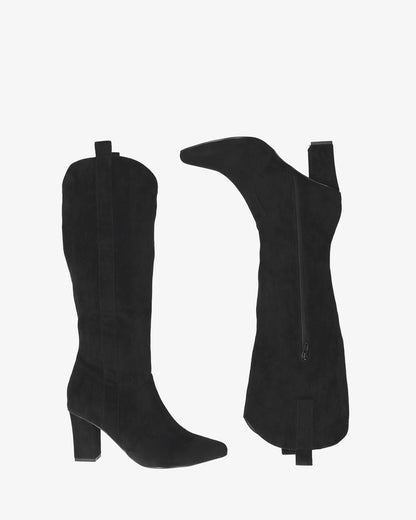 High boot in black faux suede