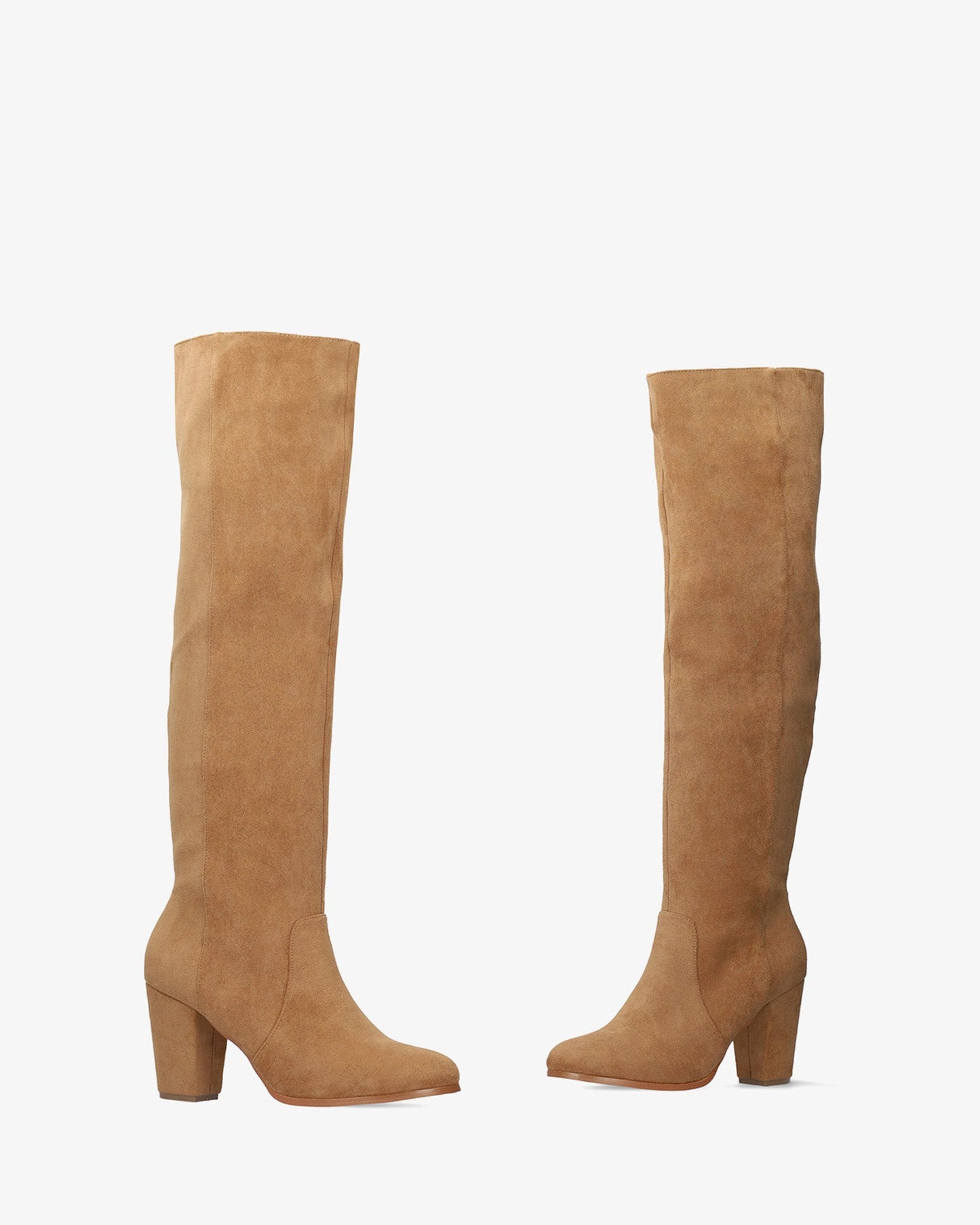 Bota de tacón en símil ante marrón