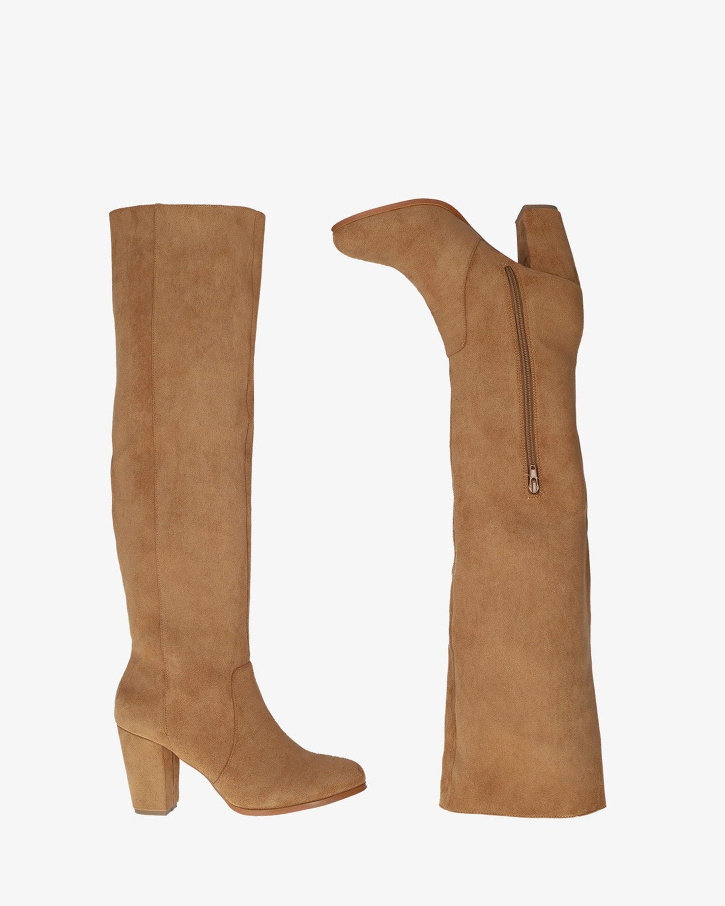 Bota de tacón en símil ante marrón