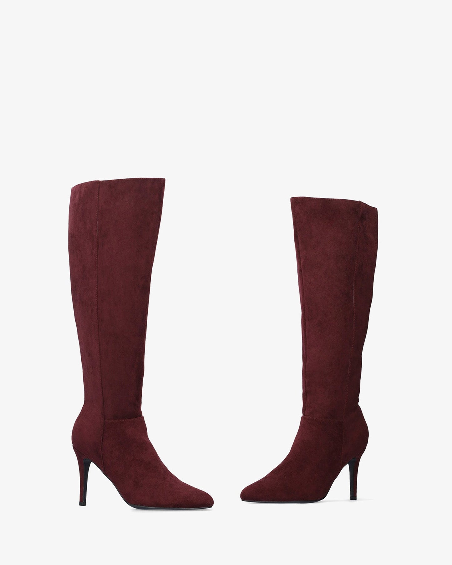 Bota alta tacón en símil ante burdeos