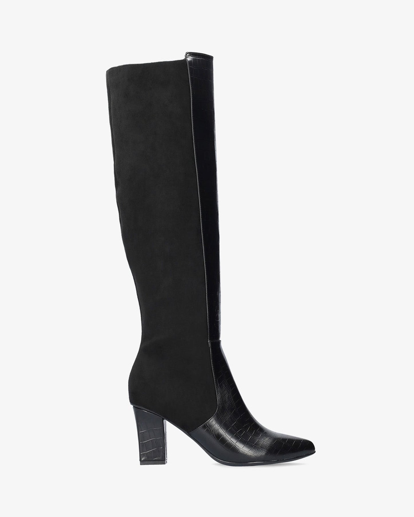 High boot combined in black