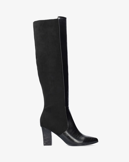 High boot combined in black