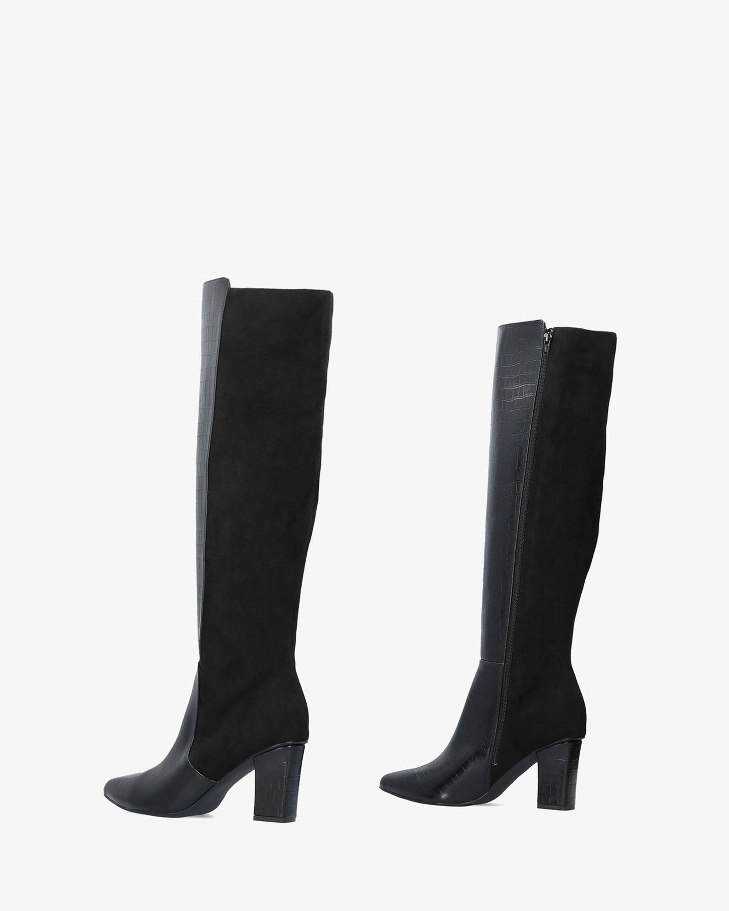 High boot combined in black