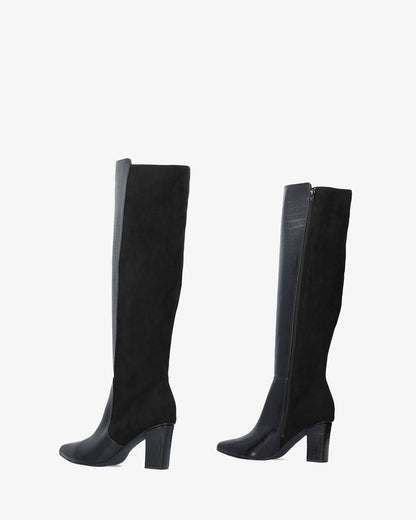 High boot combined in black