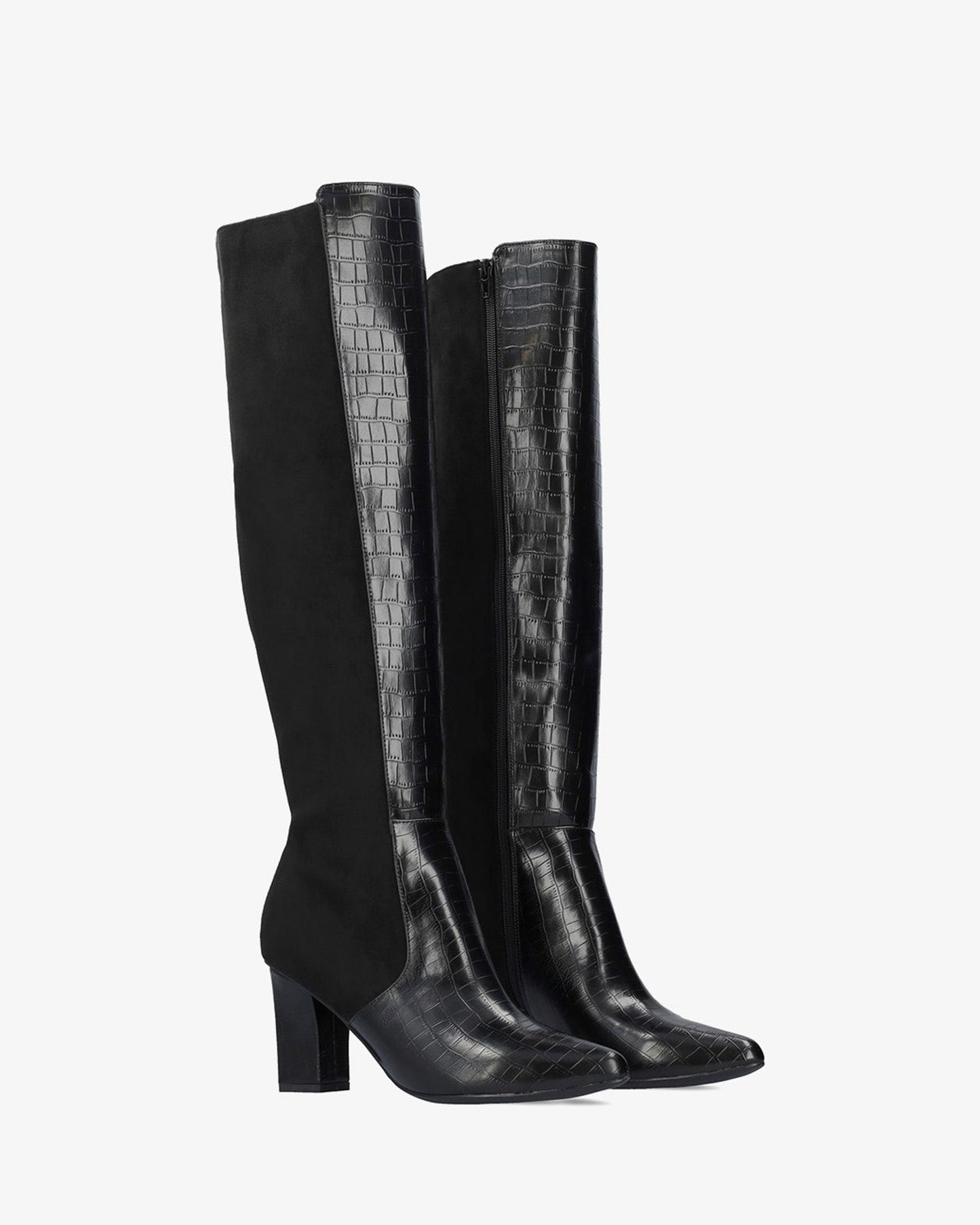 High boot combined in black