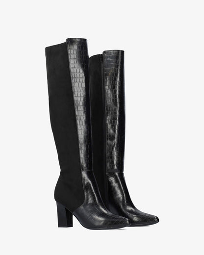 High boot combined in black