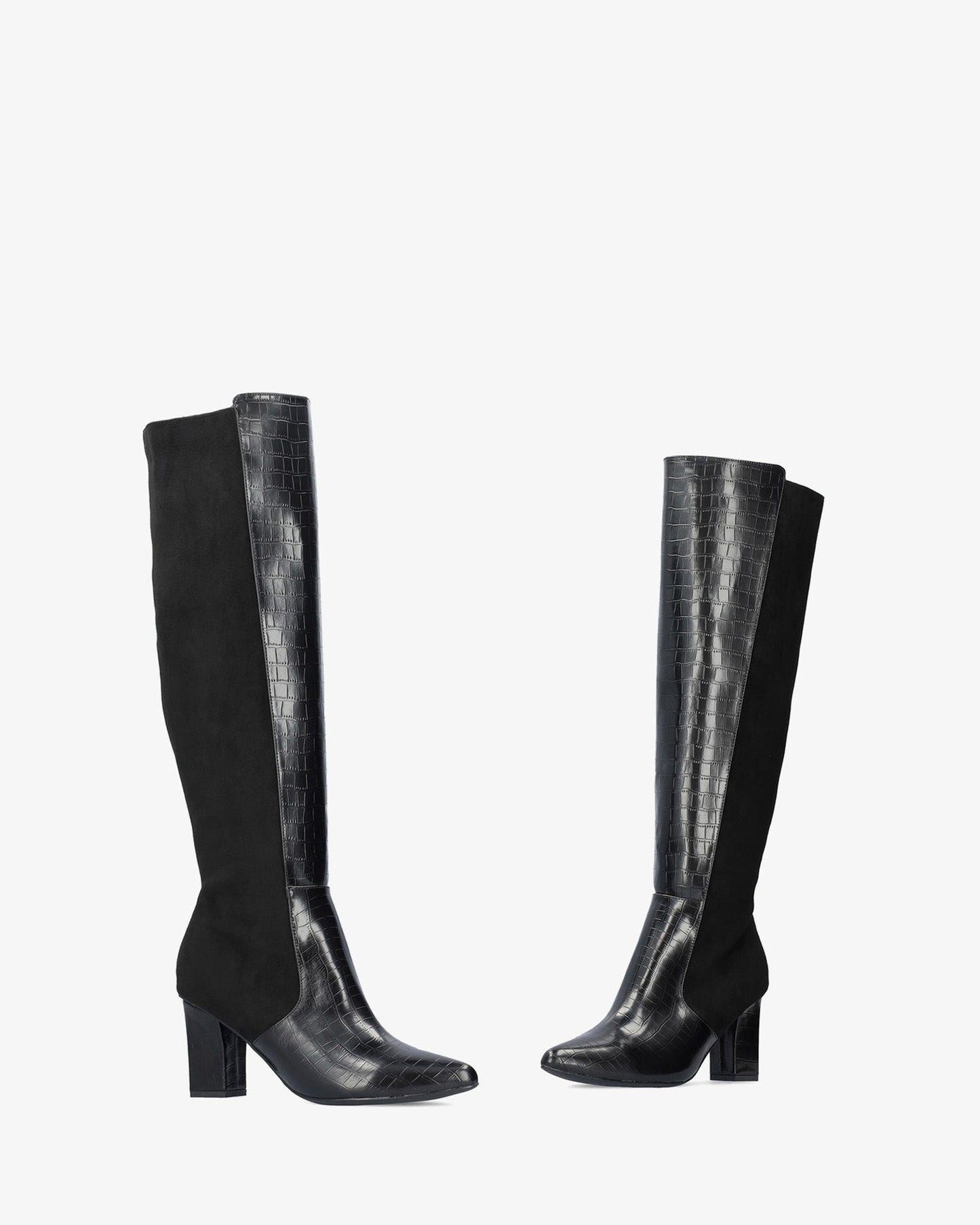 High boot combined in black