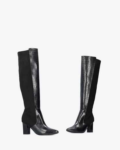 High boot combined in black