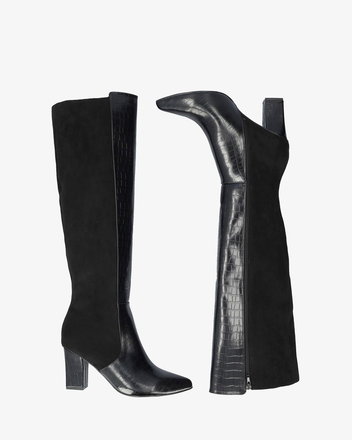 High boot combined in black