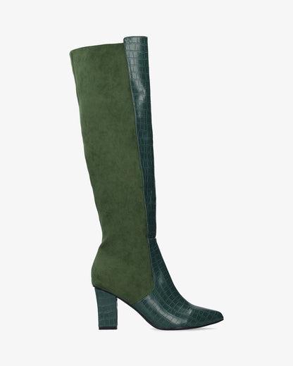 High boot in a green color scheme