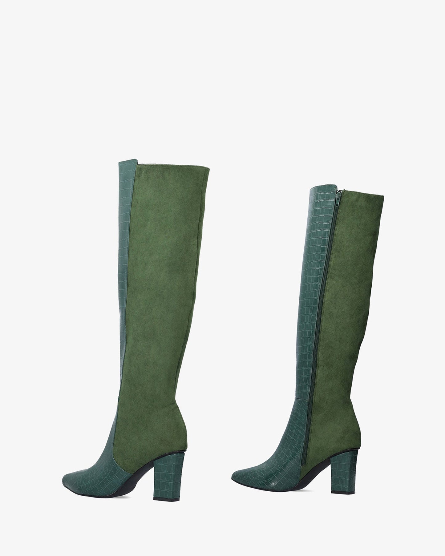 High boot in a green color scheme