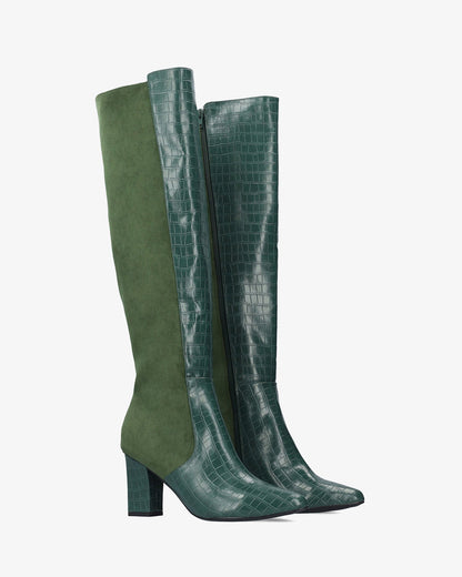 High boot in a green color scheme