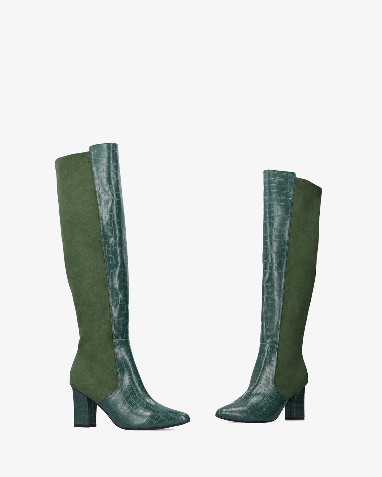 High boot in a green color scheme