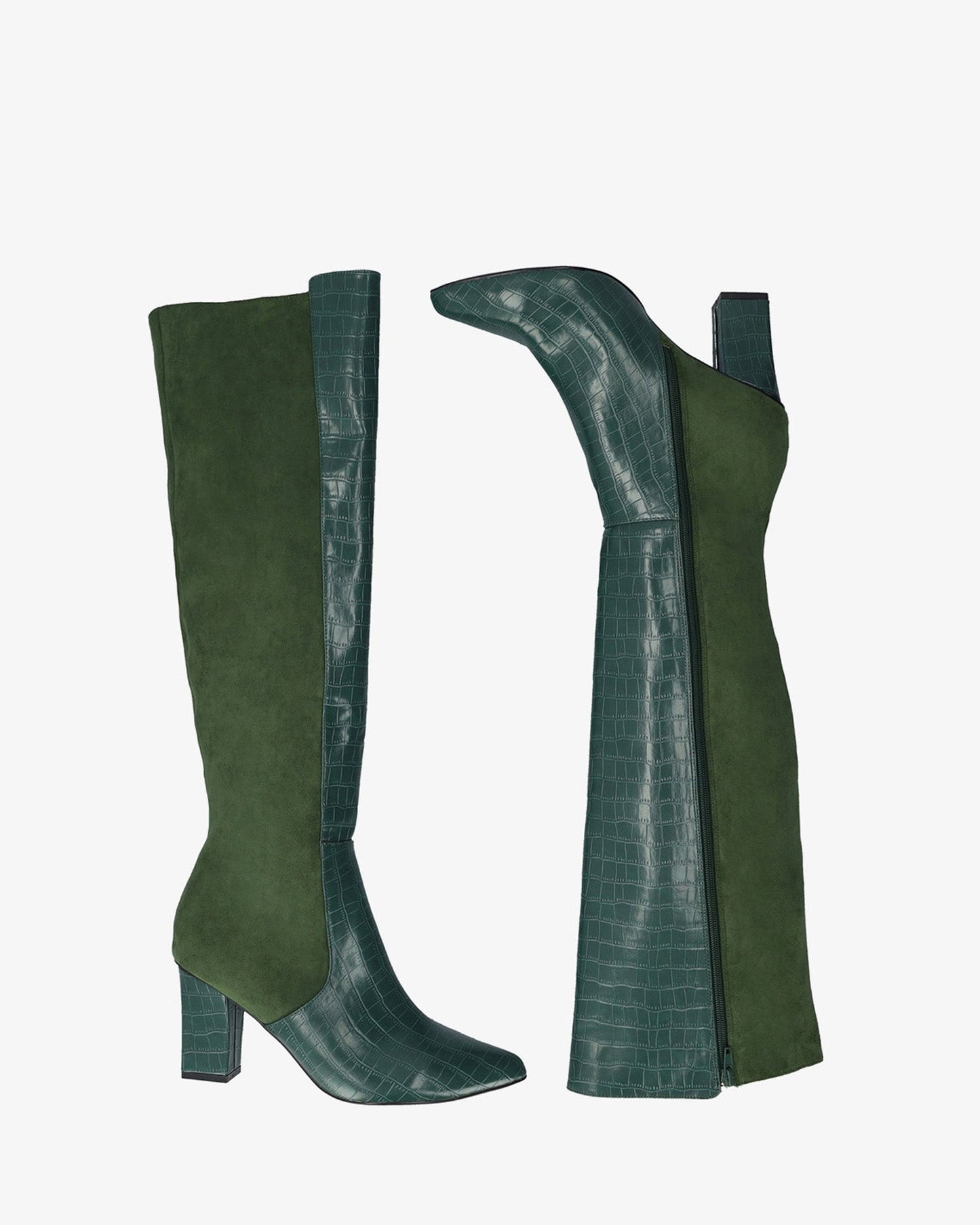 High boot in a green color scheme