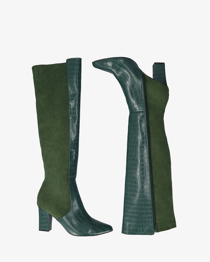 High boot in a green color scheme