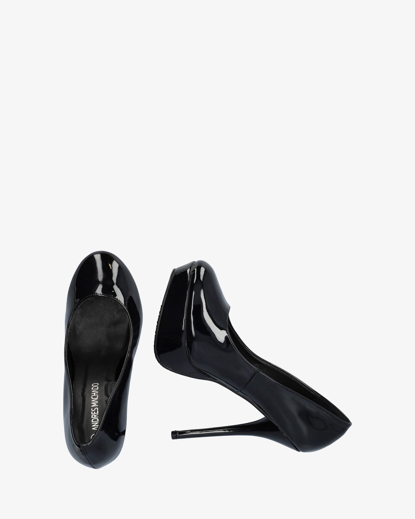 Black patent leather court shoe with a 14 cm heel
