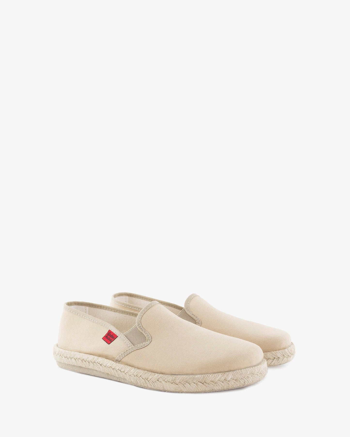 Iconic beige canvas sneakers with rubber and jute soles