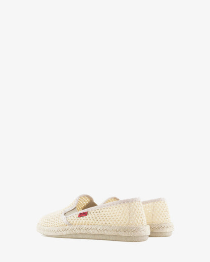 Miticas zapatillas de rejilla beige con suela de goma y yute